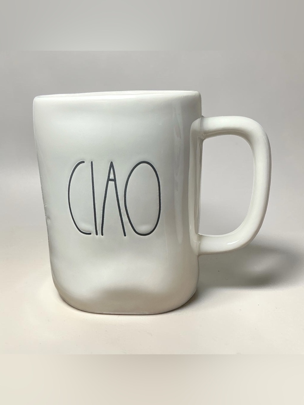 Rae Dunn CIAO Coffee Mug White Farmhouse Ceramic Mug Excellent Condition